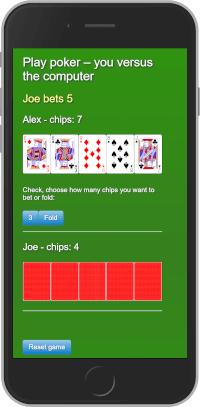 Screen grab of poker app